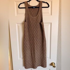 Vintage Blue Label Ralph Lauren Metallic Linen Knit Tank Dress Gold Bronze Large